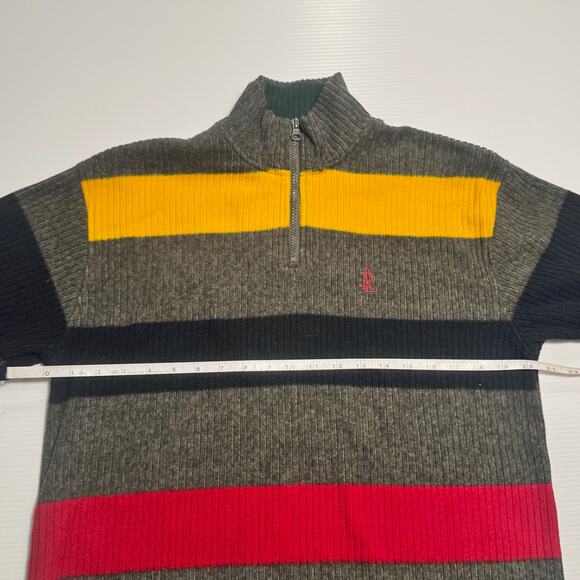VTG Ralph Lauren LRL Quarter Zip Sweater Gray Women's M Petite Rugby Stripes - Picture 9 of 16